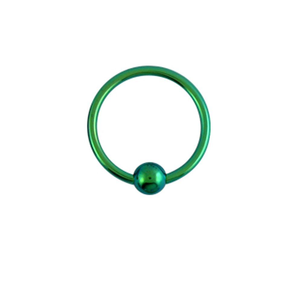 Piercing ring 1.2mm, Titanium BCR colored ball lock ring ⌀8mm