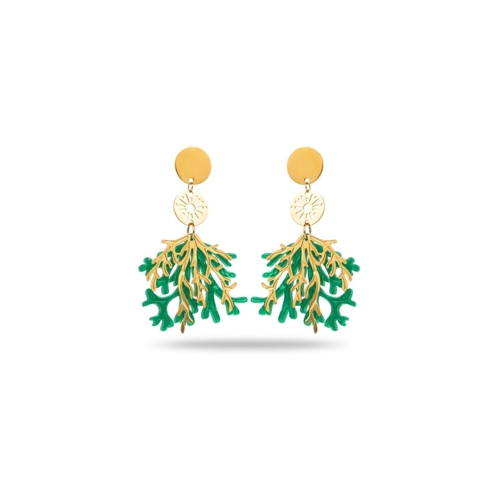 FRENCH RIVIERA | Tiffanie green coral surgical steel earrings