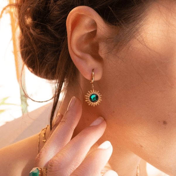 BOHM PARIS | Boucles Dao surgical steel green earrings