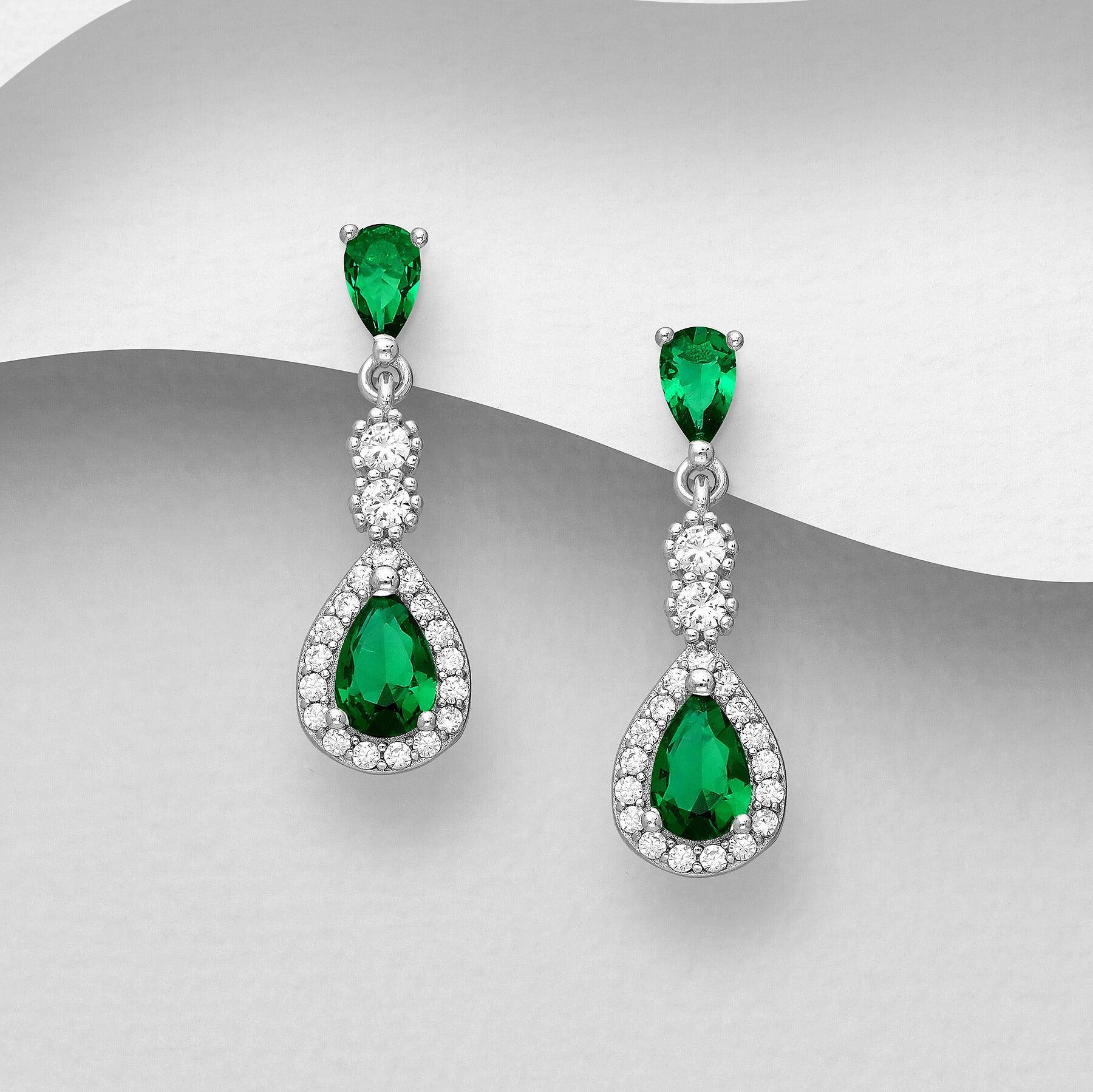 PREMIUM COLLECTION | Ingrid luxury silver earrings (green) 