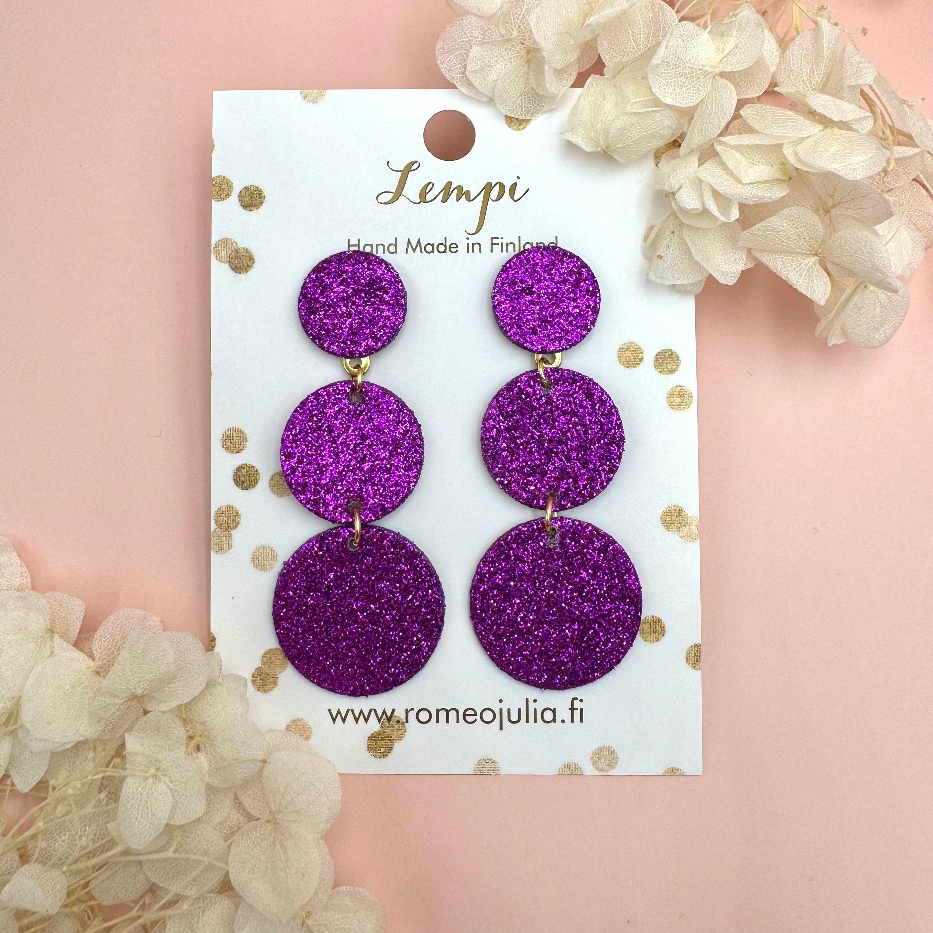 LEMPI® earrings, Ilona (purple glitter)