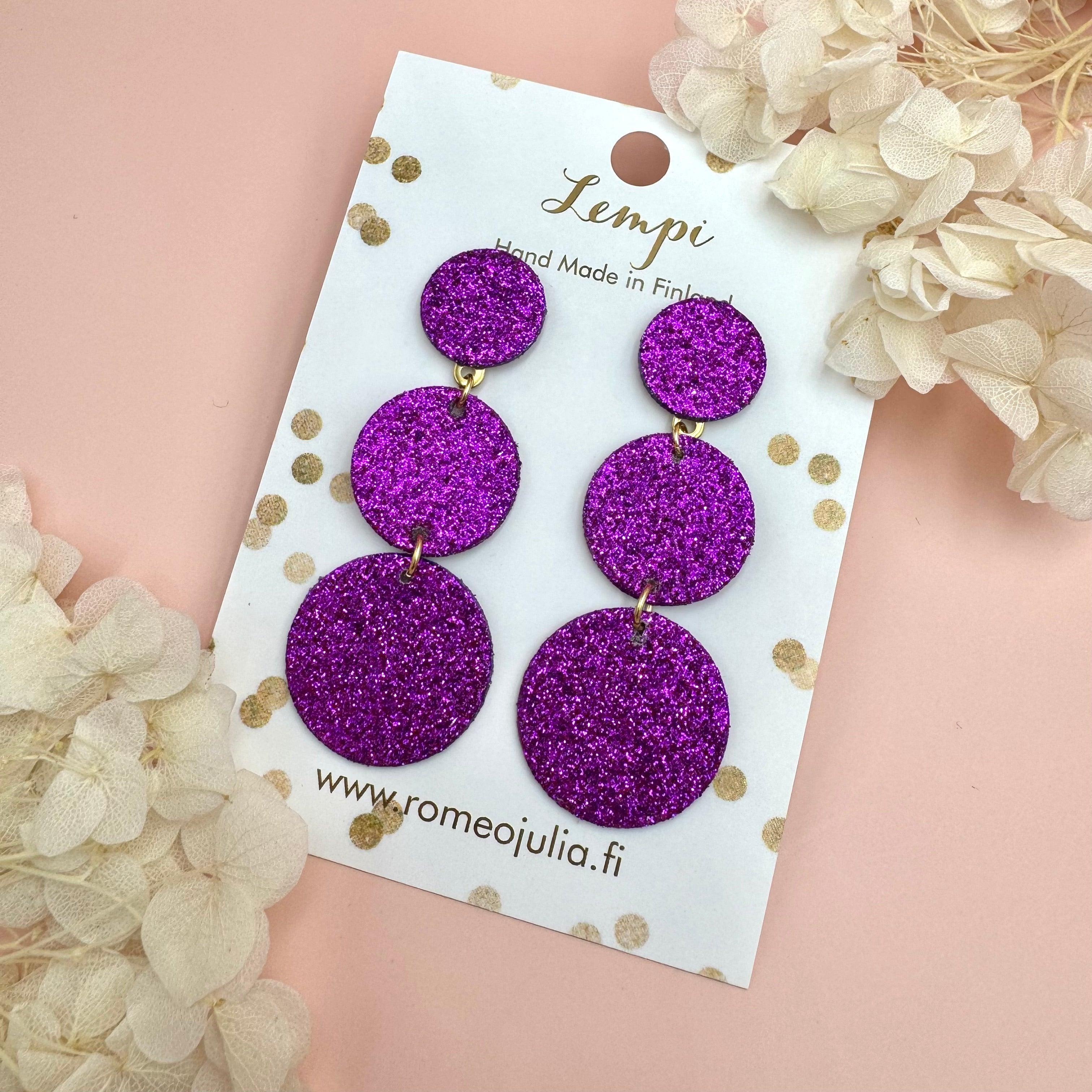 LEMPI® earrings, Ilona (purple glitter)