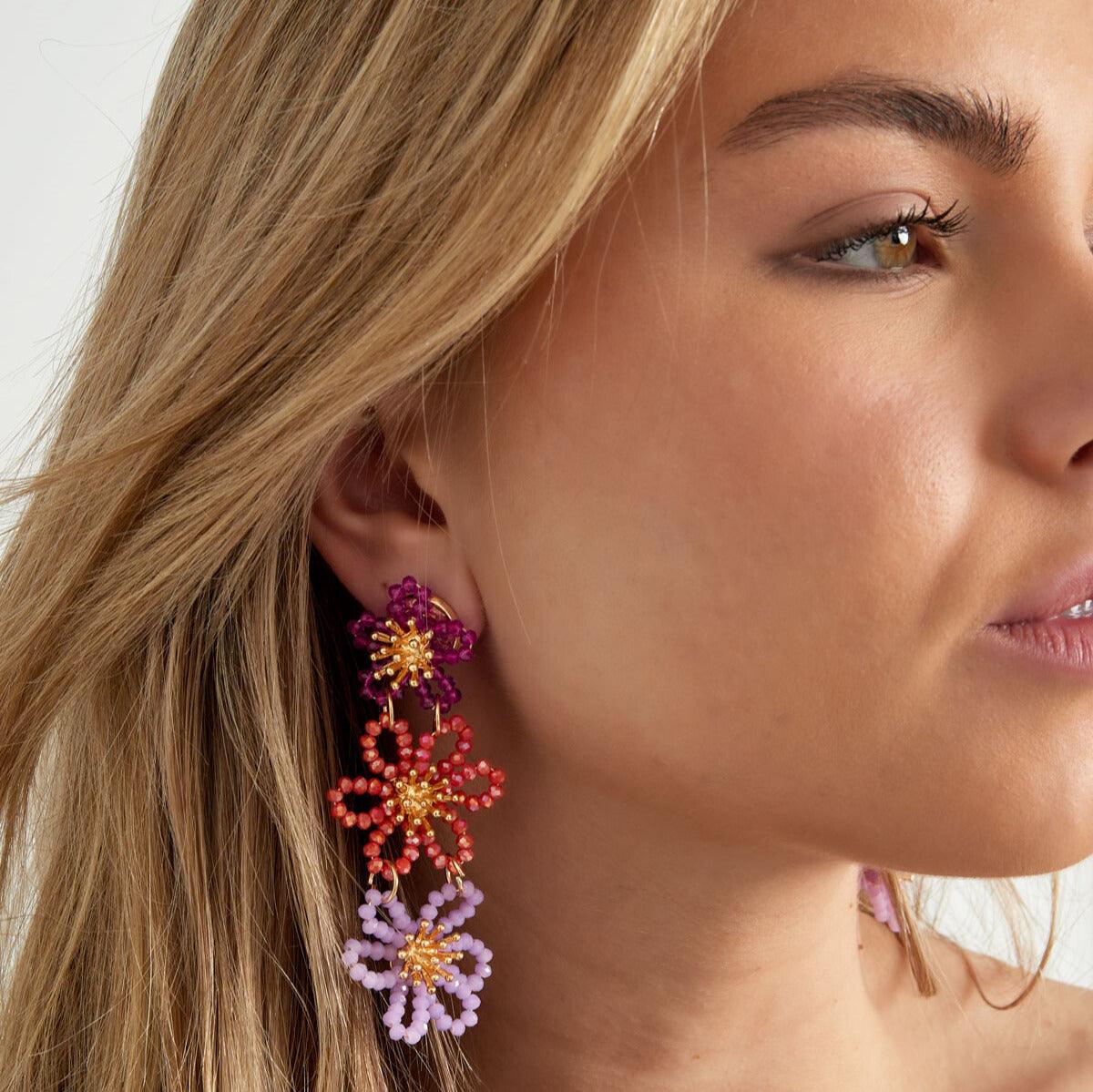 FRENCH RIVIERA | Isabel-style tricolor flower earrings