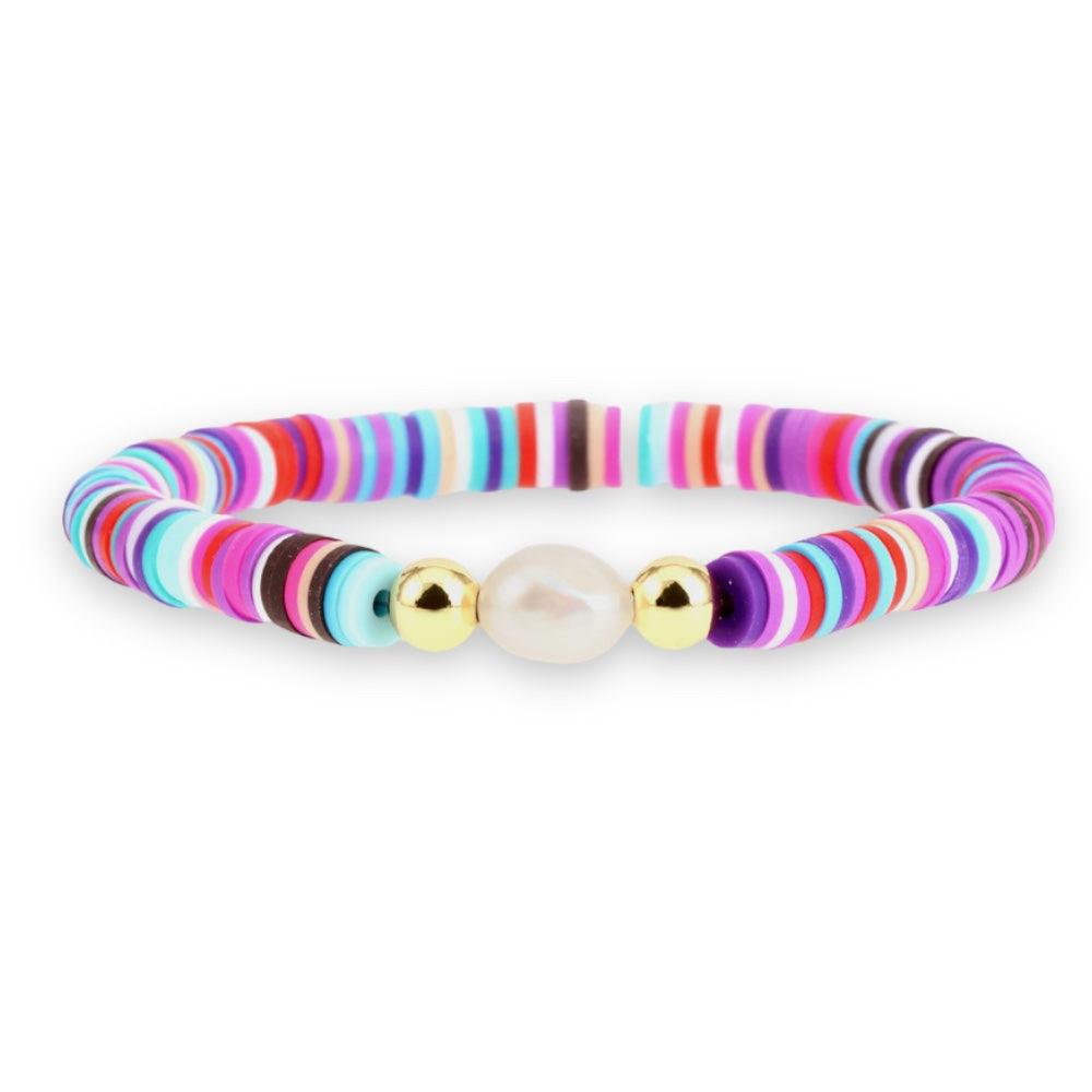 FRENCH RIVIERA | Renee colorful summer bracelet with pearl (purple)