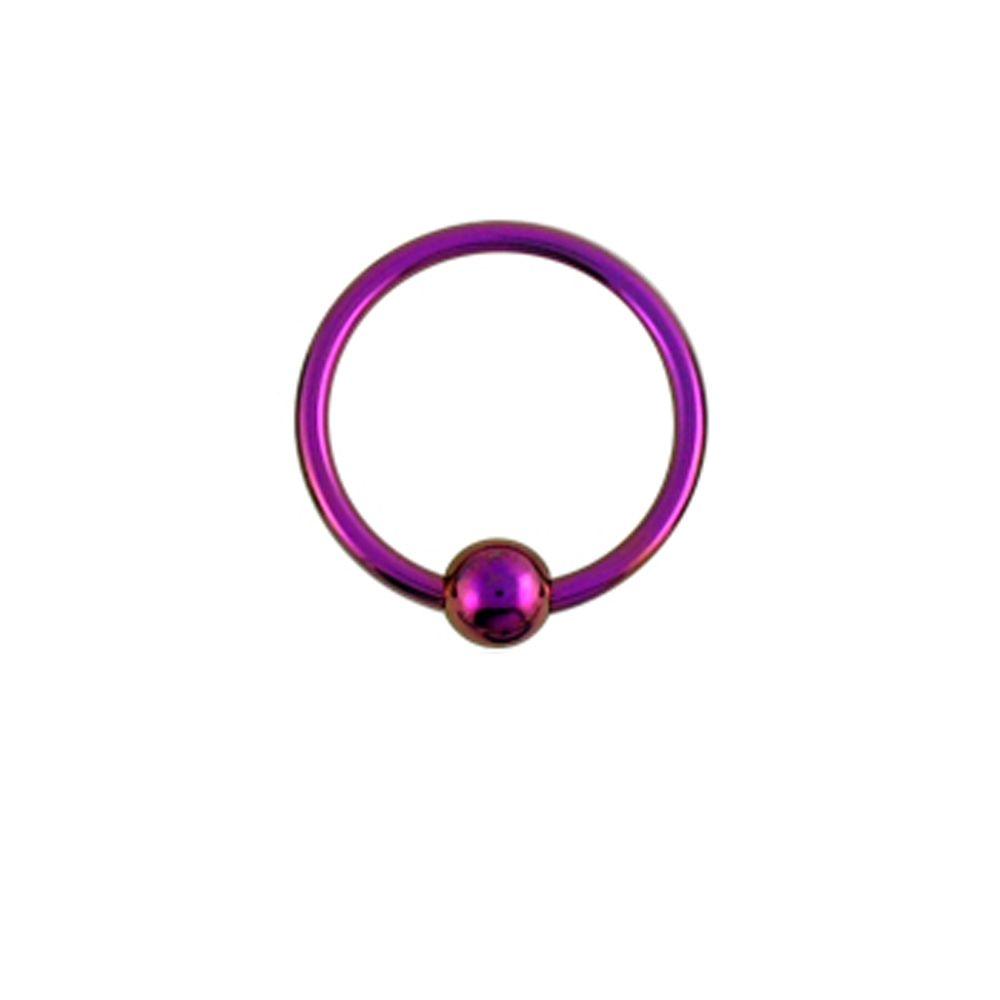 Piercing ring 1.2mm, Titanium BCR colored ball lock ring ⌀8mm