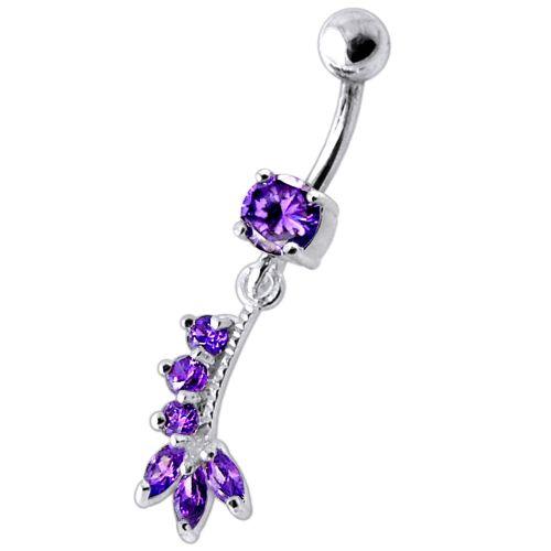 Titanium navel ring, Everly - graceful purple navel ring