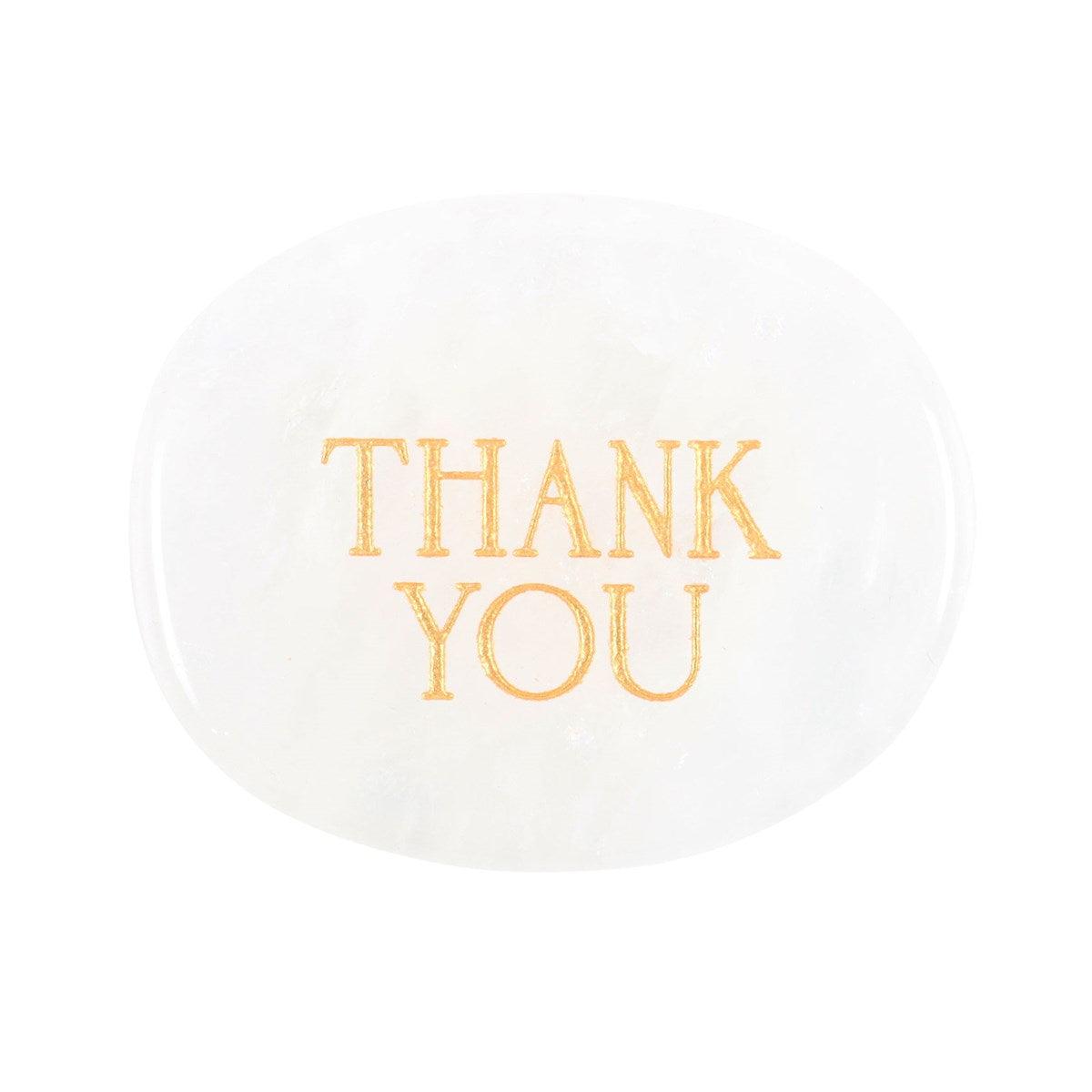 Thank You Clear Quartz rock crystal palm stone "thank you"